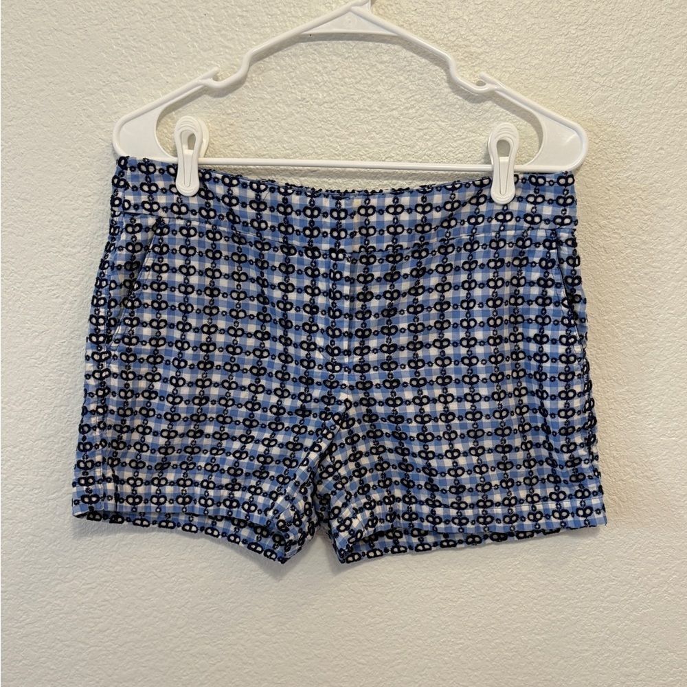 Vineyard Vines Blue Gingham Eyelet Shorts Womens 8 Cotton‎ Preppy Coastal Summer
